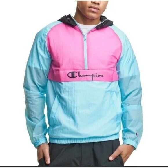 Champion Mens Packable Manorak Colorblock Windbreaker Jacket Size Small Pullover - Picture 2 of 16